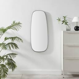 FurnitureboxUK Elodie Black Metal Large 120x50 Pebble Shape Wall Mirror - thumbnail 2