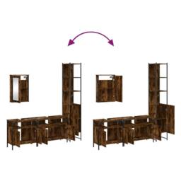Berkfield Home 4 Piece Bathroom Furniture Set Smoked Oak Engineered Wood in Brown - thumbnail 9