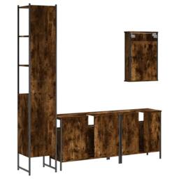 Berkfield Home 4 Piece Bathroom Furniture Set Smoked Oak Engineered Wood in Brown - thumbnail 8