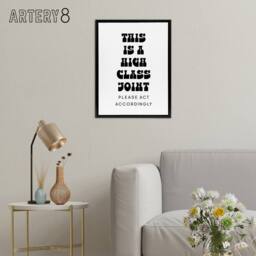 "Artery8 High Class Joint Act Accordingly Funny Cheeky Framed Canvas Art Print in White - Size: W12"" x H16""" - thumbnail 3