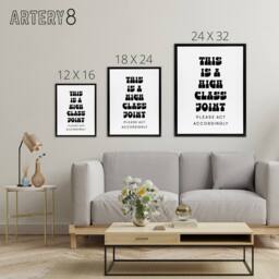 "Artery8 High Class Joint Act Accordingly Funny Cheeky Framed Canvas Art Print in White - Size: W12"" x H16""" - thumbnail 4