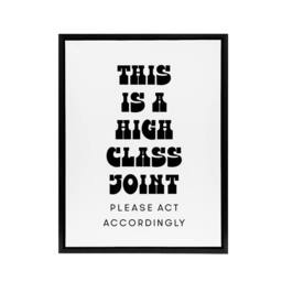 "Artery8 High Class Joint Act Accordingly Funny Cheeky Framed Canvas Art Print in White - Size: W12"" x H16""" - thumbnail 1