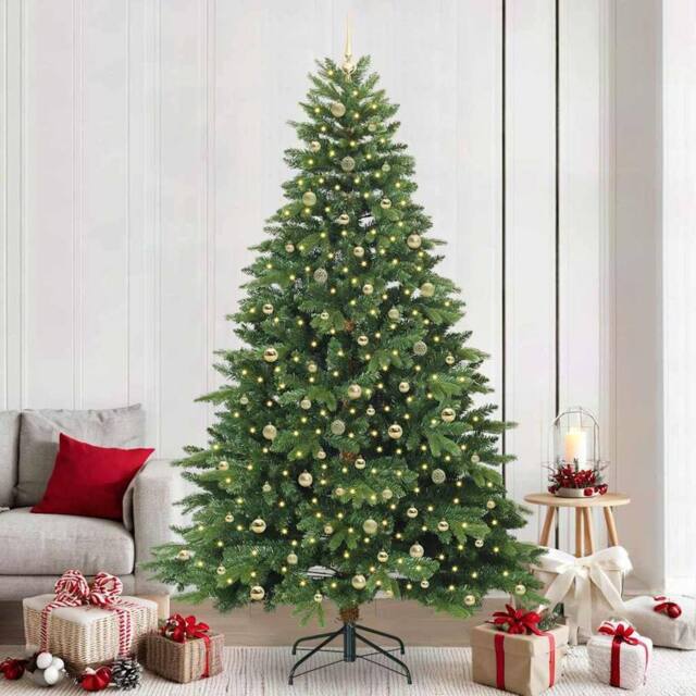 Berkfield Home Artificial Christmas Tree with 300 LEDs Green 240 cm PE & PVC - image 1