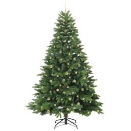 Berkfield Home Artificial Christmas Tree with 300 LEDs Green 240 cm PE & PVC - thumbnail 4