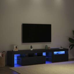 Berkfield Home TV Cabinets 2 pcs with LED Lights Black Oak Engineered Wood - thumbnail 5