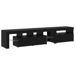 Berkfield Home TV Cabinets 2 pcs with LED Lights Black Oak Engineered Wood - thumbnail 9