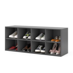 Costway 8-Cube Shoe Bench Entryway Shoe Rack Cabinet W/ 8 Storage Cubbies in Grey