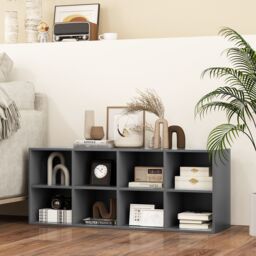 Costway 8-Cube Shoe Bench Entryway Shoe Rack Cabinet W/ 8 Storage Cubbies in Grey - thumbnail 3