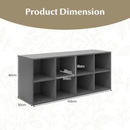 Costway 8-Cube Shoe Bench Entryway Shoe Rack Cabinet W/ 8 Storage Cubbies in Grey - thumbnail 2