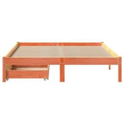 Berkfield Home Bed Frame without Mattress Wax Brown 150x200 cm King Size Solid Wood Pine - thumbnail 4