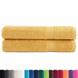 Berkfield Home Premium Towels SOLUND 2pcs Gold 100x200cm 600gsm - thumbnail 2