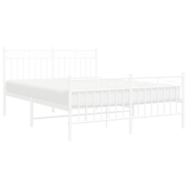 Berkfield Home Metal Bed Frame with Headboard & Footboard White 140x190 cm - image 1