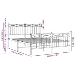 Berkfield Home Metal Bed Frame with Headboard & Footboard White 140x190 cm - thumbnail 9