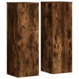 Berkfield Home Plant Stands 2 pcs Smoked Oak 33x33x100 cm Engineered Wood in Brown - Size: 33 x 33 x 100 cm - thumbnail 3