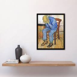 Artery8 At Eternity's Gate Sorrowing Old Man Van Gogh Framed Wall Art Print in Brown - Size: A4 - thumbnail 4