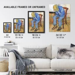 Artery8 At Eternity's Gate Sorrowing Old Man Van Gogh Framed Wall Art Print in Brown - Size: A4 - thumbnail 3