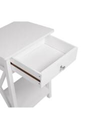 55.5cm Height Wooden Side Table with Dual Drawers & Storage Shelf in White - thumbnail 8