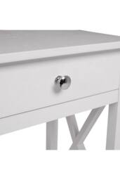 55.5cm Height Wooden Side Table with Dual Drawers & Storage Shelf in White - thumbnail 9