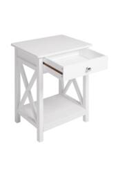 55.5cm Height Wooden Side Table with Dual Drawers & Storage Shelf in White - thumbnail 7