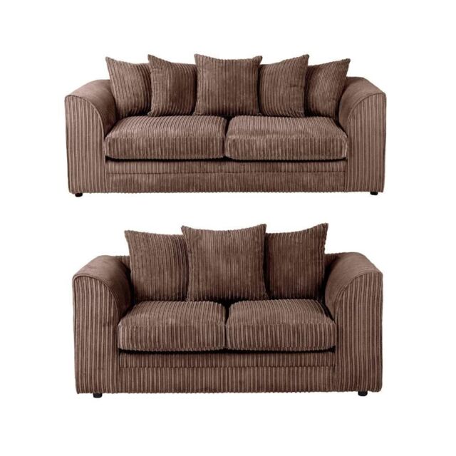 LUXURY LIFE Dylan Jumbo Cord Fabric Sofa Set in Chocolate - image 1