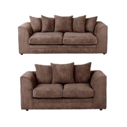 LUXURY LIFE Dylan Jumbo Cord Fabric Sofa Set in Chocolate