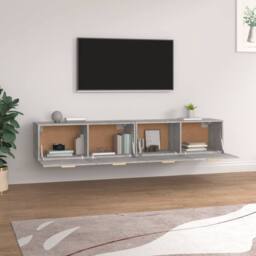 Berkfield Home Wall Cabinets 2 pcs Concrete Grey 100x36.5x35 cm Engineered Wood - thumbnail 3