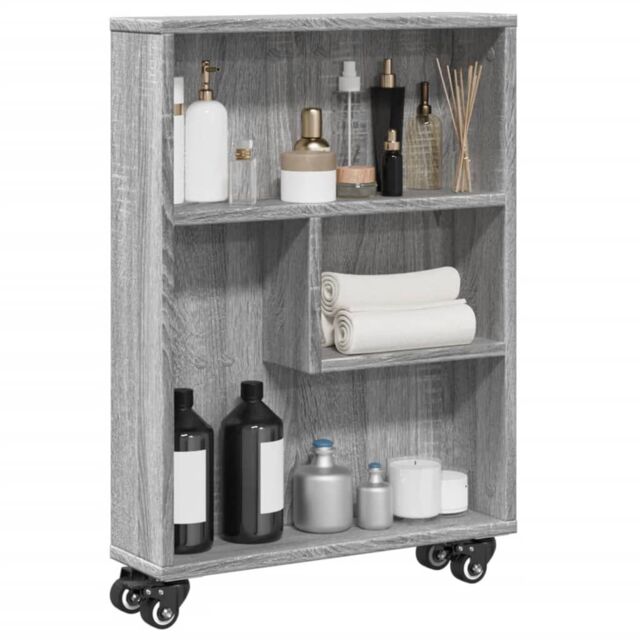 Berkfield Home Narrow Storage Trolley Grey Sonoma 48x13x68 cm Engineered Wood - Size: 48 x 13 x 68 cm - image 1