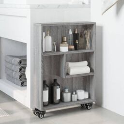 Berkfield Home Narrow Storage Trolley Grey Sonoma 48x13x68 cm Engineered Wood - Size: 48 x 13 x 68 cm - thumbnail 3