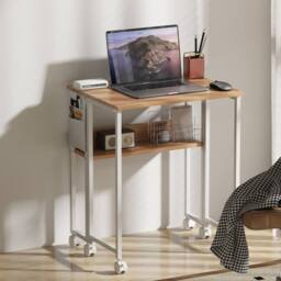 Wyld Haus Noni 63cm Drop Leaf Writing Desk Natural Wood Finish & White - thumbnail 8