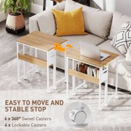 Wyld Haus Noni 63cm Drop Leaf Writing Desk Natural Wood Finish & White - thumbnail 7