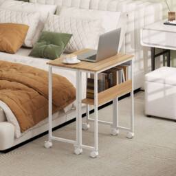 Wyld Haus Noni 63cm Drop Leaf Writing Desk Natural Wood Finish & White - thumbnail 9