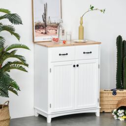 HOMCOM Modern Sideboard Kitchen Storage Cabinet Drawer Living Dining Room in White - thumbnail 1