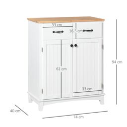 HOMCOM Modern Sideboard Kitchen Storage Cabinet Drawer Living Dining Room in White - thumbnail 3