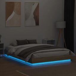 Berkfield Home Bed Frame with LED without Mattress Sonoma Oak 160x200 cm in Brown - thumbnail 4