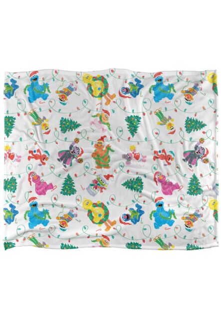 Sesame Street Tangled Lights Pattern Silky Touch Super Soft Throw Blanket 152 X 127 cm in White - image 1
