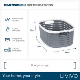 LIVIVO Plastic Cleaning Storage Basket in Grey - Size: Large - thumbnail 6