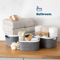 LIVIVO Plastic Cleaning Storage Basket in Grey - Size: Large - thumbnail 3