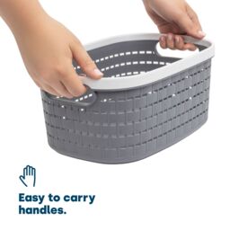 LIVIVO Plastic Cleaning Storage Basket in Grey - Size: Large - thumbnail 4