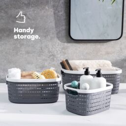 LIVIVO Plastic Cleaning Storage Basket in Grey - Size: Large - thumbnail 5