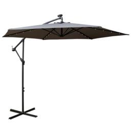 Samuel Alexander Grey Cantilever Lit Banana Garden Parasol, Crank Handle & Solar LEDs - thumbnail 1
