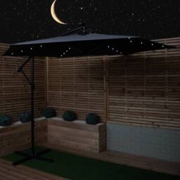 Samuel Alexander Grey Cantilever Lit Banana Garden Parasol, Crank Handle & Solar LEDs - thumbnail 3