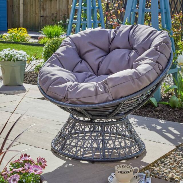 Home Source Rattan Egg Chair Garden Waterproof Cushion Outdoor Dark Grey - image 1