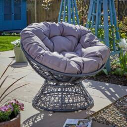 Home Source Rattan Egg Chair Garden Waterproof Cushion Outdoor Dark Grey - thumbnail 7