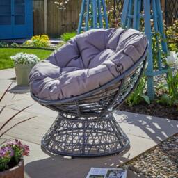 Home Source Rattan Egg Chair Garden Waterproof Cushion Outdoor Dark Grey - thumbnail 6