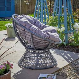 Home Source Rattan Egg Chair Garden Waterproof Cushion Outdoor Dark Grey - thumbnail 8