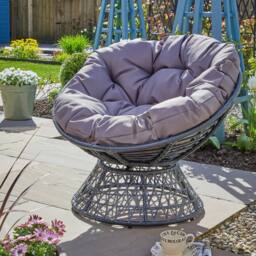 Home Source Rattan Egg Chair Garden Waterproof Cushion Outdoor Dark Grey - thumbnail 1
