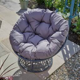Home Source Rattan Egg Chair Garden Waterproof Cushion Outdoor Dark Grey - thumbnail 4