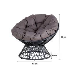 Home Source Rattan Egg Chair Garden Waterproof Cushion Outdoor Dark Grey - thumbnail 3