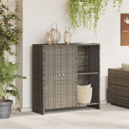 Berkfield Home Storage Cabinet Grey 100x36x102 cm Rattan - Size: 100 x 36 x 102 cm