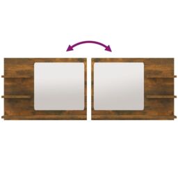 Berkfield Home Bathroom Mirror Smoked Oak 60x10.5x45 cm Engineered Wood in Brown - thumbnail 5